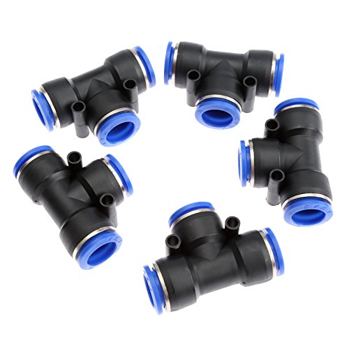 5 conectores de conexión en T PE16 de aire neumático de 3 vías, manguera de tubo de 16 mm
