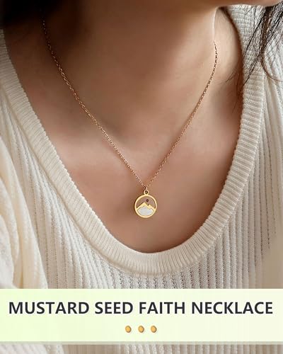 Silver/Gold Love Moving Mountains-Mustard Seed Necklace for Women Girls, Birthday Christmas Valentins Christian Jewelry Gifts for Granddaughter Daughter Sister2