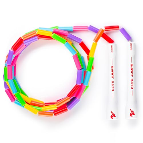 Elite Jumps Beaded Kids Jump Rope Adjustable Rainbow 9 ft