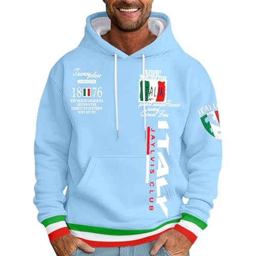 HEMNACU Sudadera con Capucha para Hombre Italia con Estampado GráFico Sudaderas Hombres Ropa Casual Camiseta Italia Ropa Cómoda Diaria Actividades Deportivas