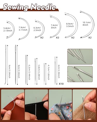 bagerla heavy duty sewing kit 48pcs needle and thread kit with upholstery thread needles sewing awl seam ripper upholstery repair sewing kit for car seats carpets shoes backpacks diy crafting