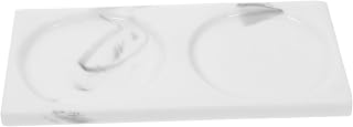 Resin Marble Bathroom Counter Tray Multifunctional Vanity Organizer For Toothbrushes Cosmetics Cups Easy Clean Decorative Storage For Skincare And Toiletries