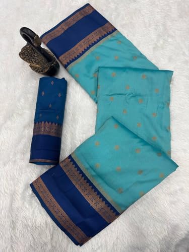 Image of Dharmavaram Pattu Paithani Saree Pure Silk Zari Weaving Floral Border Rich Pallu With Blouse Piece