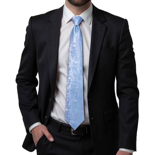 Image of Hi-Tie Men's Silk Ties Formal Woven Classic Necktie Pocket Square Cufflinks Lapel Pin Set Wedding Business