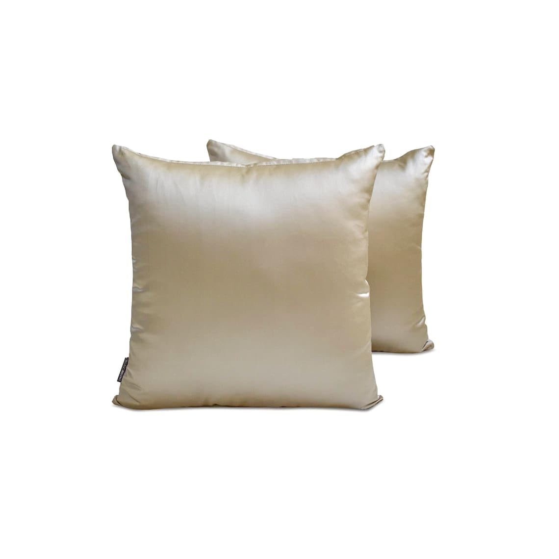 The HomeCentric Decorative Cushion Covers Champagne Pack of 2, 65x65 cm (26"x26") Satin Solid Pillow Covers For Sofa, Solid Modern Style - Champagne Slub Satin