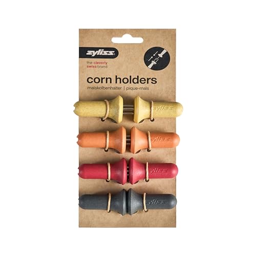Zyliss Maiskolben Spieße 8 Stück Set, Maiskolben halter aus Rostfrei Edelstahl, Ideal für BBQ, Picknick Camping und Mais in der Küche Grillen, Maishalter, 4 Farben
