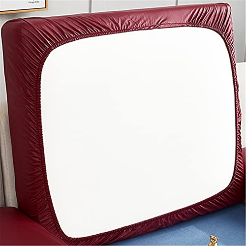 NLCYYQ Housses De Coussin De Siège De Canapé en Cuir Imperméable Housses De Coussin De Canapé Antidérapant Housses De Dossier Protection De Canapé (Vin Rouge,Coussin Dossier) Cover