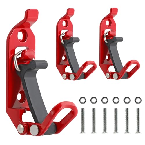 Shovel Mount for Roof Rack, Heavy Duty Metal Rubber Shovel Rack, Shovel Holder Wall Mount for Truck Off-Road Accessories, Boats, Truck, Axe Holder Organizer Clamp Mount Kit- Red - 3 PCS