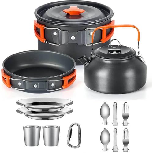 Mann Mart‚Lightweight Camping Cookware Set for Hiking & Trekking ‚¨ Durable Aluminum Outdoor Cooking Kit for Travel Adventures