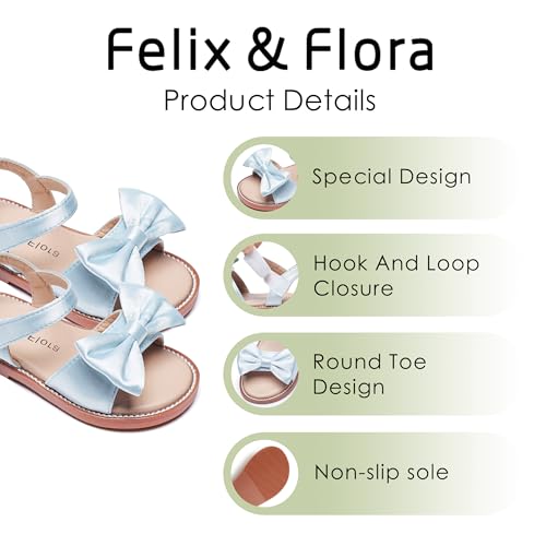 Image of Felix & Flora Toddler Girl Sandals - Little Girl Easter Dress Shoes Lightweight Open Toe Beach Holiday Flats
