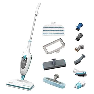Black+Decker FSMH13E10-QS Stoombezem Steam Mop Deluxe (1300W, stoomreiniger voor hygiënische reiniging, grote…