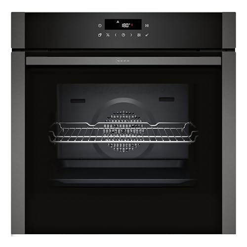 NEFF B6ACJ7AG3, N 50, Einbau-Backofen, 60 x 60 cm, Made in Germany, Versenkbare Tür, Pyrolyse & Easy Clean Hydrolyse Selbstreinigung, Air Fry samt Air Fry Blech, Backautomatik, Graphite-Grey