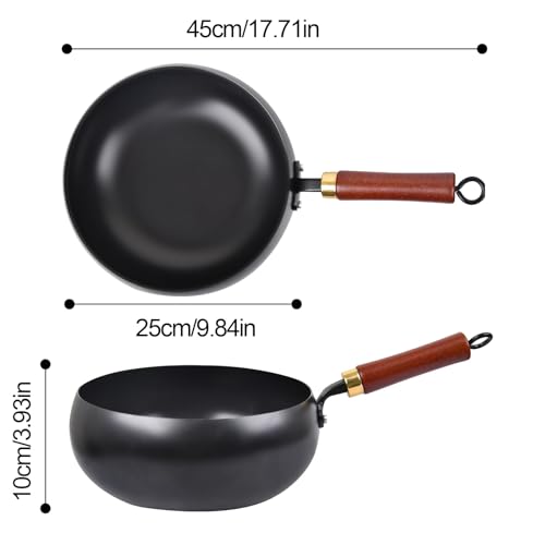 Vathery Suntuup Japanese Iron Pan, Uncoated Thick Iron Pot, Hand-Forged Non-Stick Stir Fry Pans Without Chemical Coating, Durable Rust-Free Flat Bottom Pan by Vathery - Image 2
