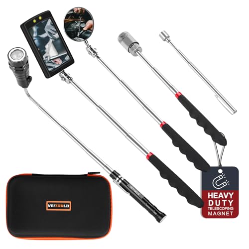 VEITORLD Gifts for Dad Men Husband, Fathers Day, Telescoping Magnetic Pickup Tool Set -Extendable Magnet Flashlight with Inspection Mirror, Unique Anniversary Birthday Gift Ideas for Grandpa Father