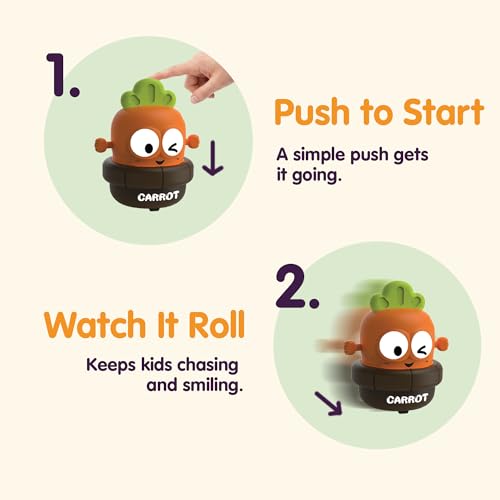 Image of Press & Go Veggie Runner Toy Pack of 2 for Kids with Bright Brinjal & Carrot Designs, Push and Go Action Toy Cars, Best Gift for Kids, 3+ Years