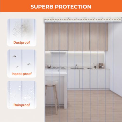 Image of Qlarity Covers 1.5mm Thick PVC Strip AC Curtain | Size- 20 1pcs Inch Wide Hanger X 7 Feet Long | 3 Strips, 8.5 Inches Wide Vinyl Transparent Door Curtain | Mount Hanger for Cold Storage /Office /Home