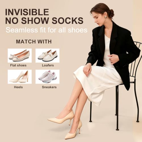 Image of No Show Socks Womens for Flat Ultra Low Cut Non Slip Footies 6 Pairs