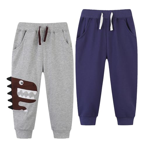 Codkkre Pantaloni Bambino Dinosauri Pantaloni Jogging Ragazzo Pantaloni Sportivi Jogger Bambini e Ragazzi Pantaloni Tuta...