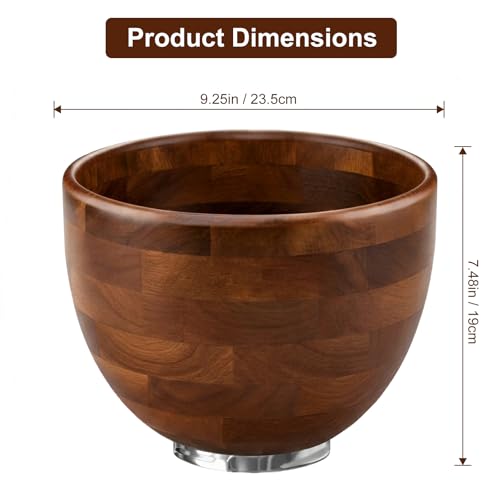 Tazón de Madera para Batidora 4.5-5 QT con Base de Acero miniatura 2