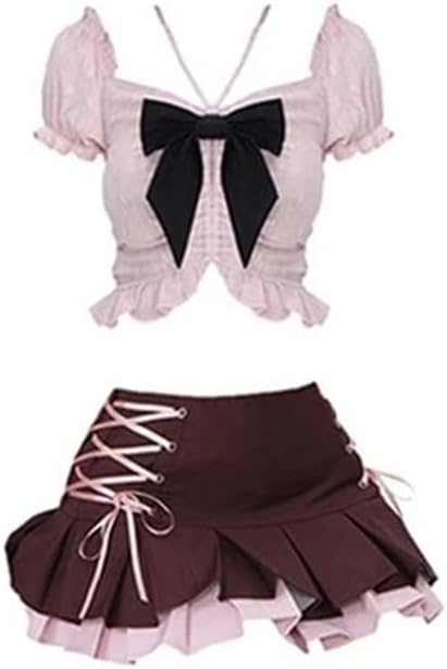 A Two-Piece Pinks Women's Women's Casual Puffy-Sleeved Minidress