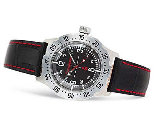 Vostok | Komandirskie K-35 Automatic Self-Winding Russian Military Wrist Watch | WR 100 m | Model 350515 Leather Band B®