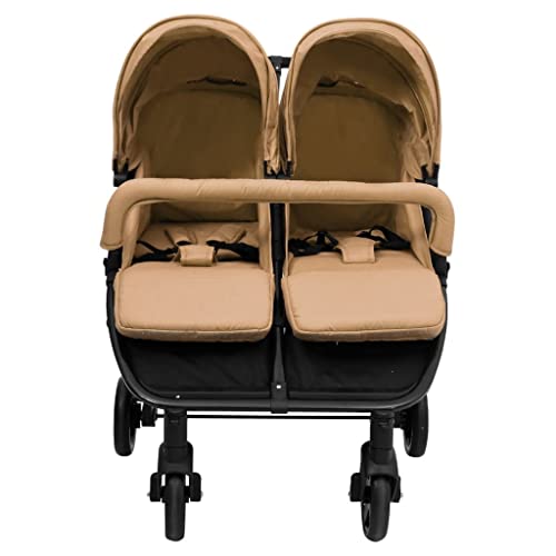 Geschwisterwagen Taupe und Schwarz Stahl