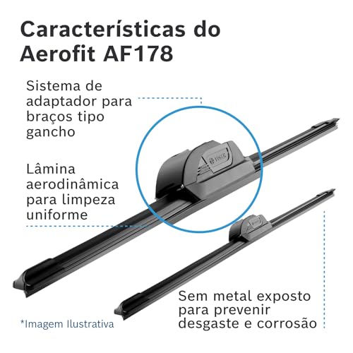 Bosch Jogo de Palhetas Dianteiras Aerofit AF178 para Limpadores de Para-brisa com Tratamento de Graf