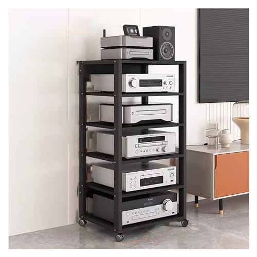 Meuble TV rack AV multi-niveaux avec étagère réglable pour chaîne stéréo et salon