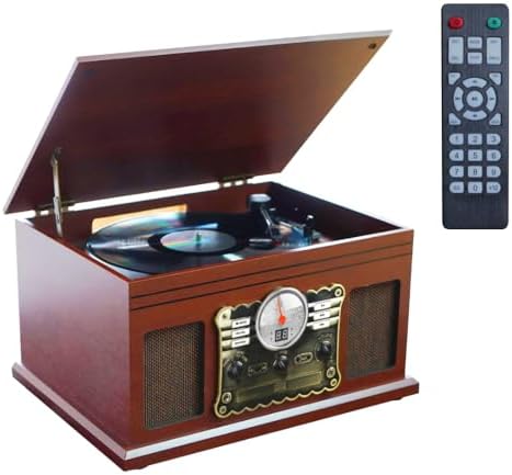 ANVAR VEDO Toca-Discos 10 em 1 Bluetooth com CD, Cassete, Rádio F...