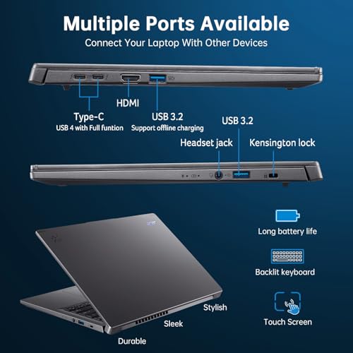 Image of Acer Aspire 14 inch FHD Touchscreen Laptop, Intel Core Ultra 5 226V, Intel ARC 130V,16GB DDR5 RAM, 512GB SSD, AI Copilot+ Business Laptop PC, Win 11 Pro, Wi-Fi 6E, w /HDMI Cable /Pen,with Lifetime Office