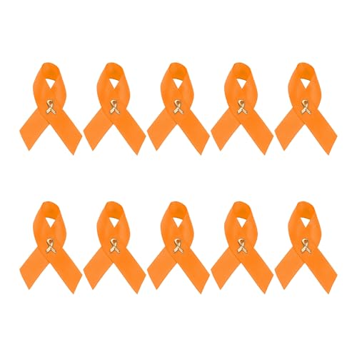 Image of 1 /2 /5 /10 /25 /50pcs Orange Ribbon Awareness Pins for Kidney Cancer, Leukemia, Multiple Sclerosis, Hunger, Gun Violence /Mass Shooting Awareness - Perfect for Support Groups, Gift-Giving, and Fundraisers