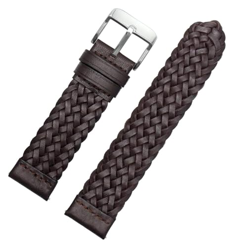 Bracelet montre cuir tressé 24mm marron noir idéal pour le bureau et les sorties