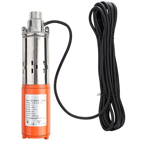 Pompe Immergée 1'' 12V, Acier Inoxydable et Fonte, 1.2m³ / h – Haute Durée, Isolation Sécurisée, Pour Irrigation et Pêche