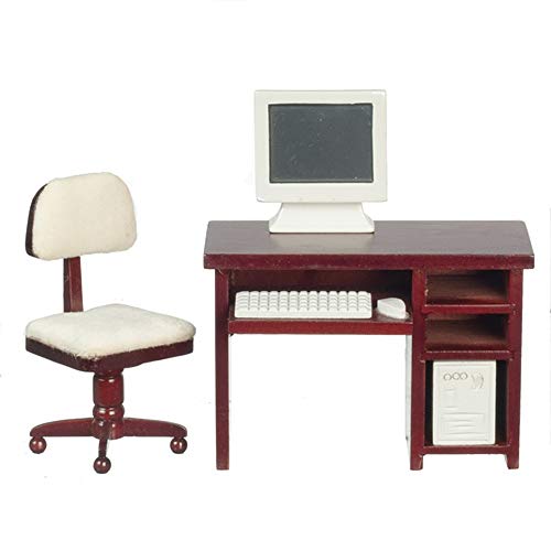 Bureau et chaise miniature en acajou pour scène d'étude réaliste