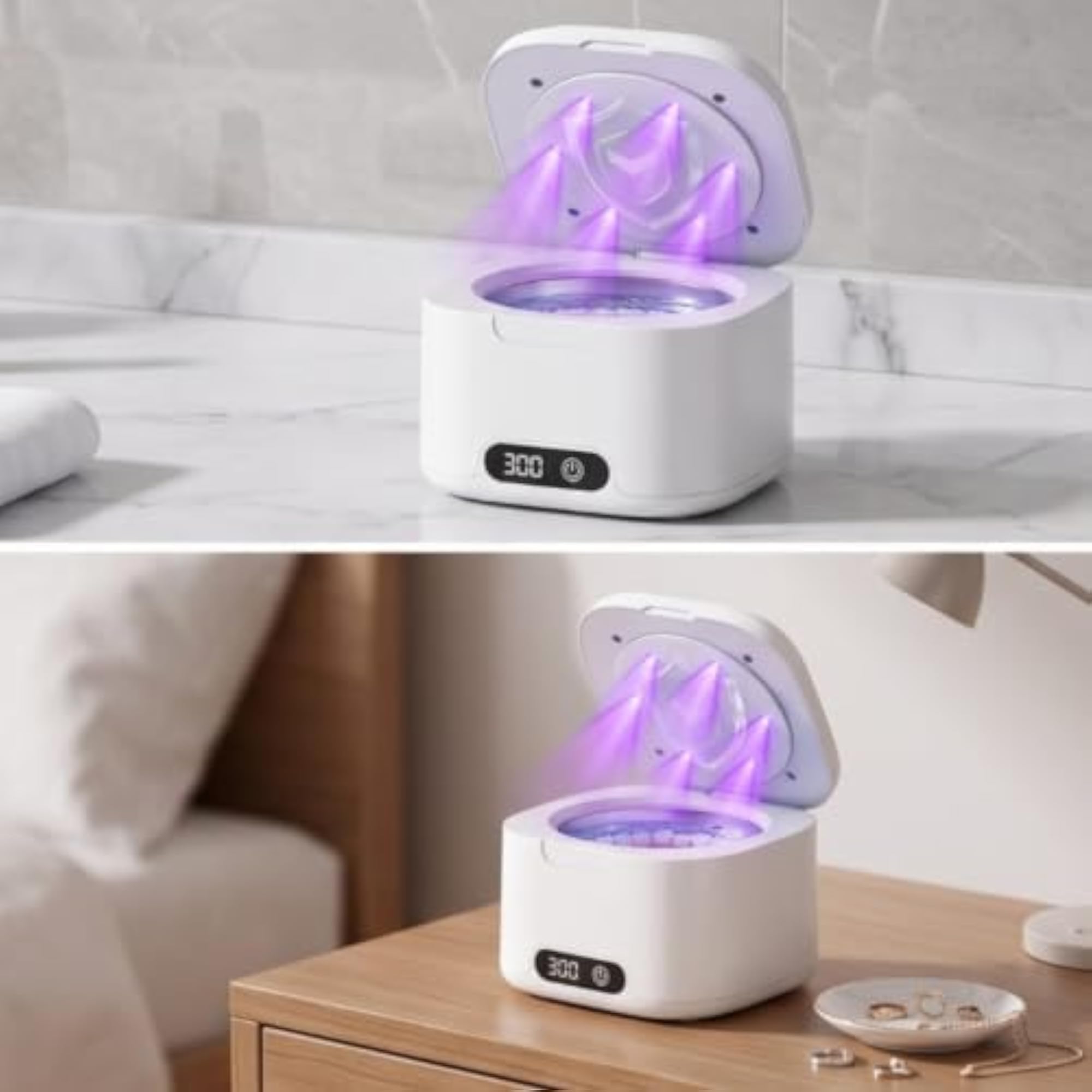 Deep Cleaning Sonic Cleaner with Light, Professional Jewelry Cleaner