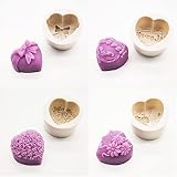 WONIU 4PCS Heart-Shaped 3D Rose Flower Small Silicone Mold for Cake Decorations Chocolate Dessert Ca