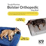 K9 Ballistics Tough Orthopedic Large Bolster Dog Bed - Washable, Durable and Water Resistant Dog Bed - Made for Big Dogs, 34'x40', Black