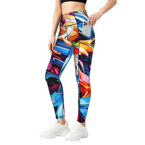 Leggings de yoga transpirables con elasticidad alta y estampado artístico