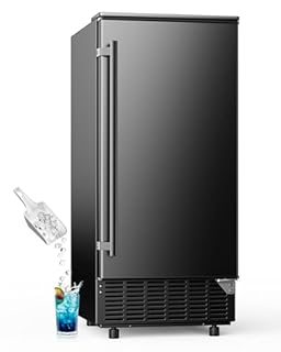 Commercial Under Counter Ice Maker with Drain Pump, Produces 85Lbs Daily Output, 24Lbs Storage Capacity, Self-Cleaning, 24H Timer, Built-in Freestanding Design, Ice Machine for Home, Bar, Cafe