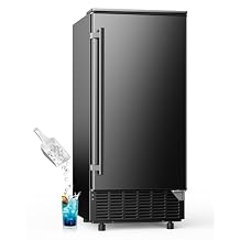 Commercial Under Counter Ice Maker with Drain Pump, Produces 85Lbs Daily Output, 24Lbs Storage Capacity, Self-Cleaning, 24H Timer, Built-in Freestanding Design, Ice Machine for Home, Bar, Cafe