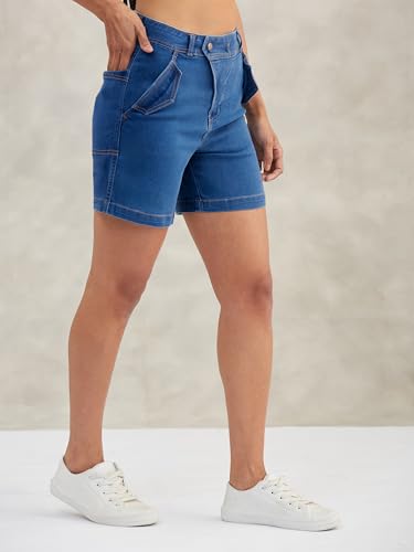 Image of Dolce Crudo Above Knee Denim Shorts for Women