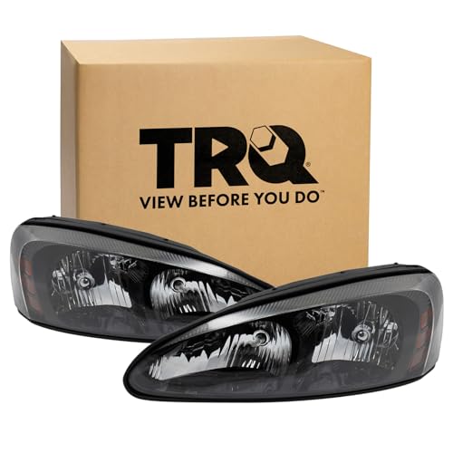 Image of TRQ Driver and Passenger Side Headlight Assembly Set Compatible with 2004-2008 Pontiac Grand Prix