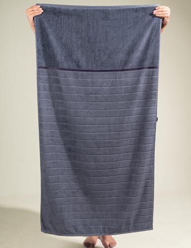 Image of DAMENSCH 100% Cotton Towel, Super Soft Towels for Bath Large Size, Ultra Absorbent, Quick Dry Towel for Women, Long Lasting Colours Towels for Bath Men-Twilight Grey