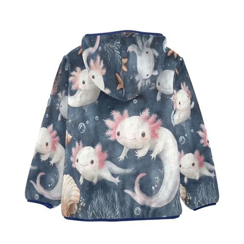 Axolotl Underwater Scene Toddler Fleece Jacket Girl Boys Hooded Fleece Jacket Coat Warm Outwear Zip-up 3-10T2