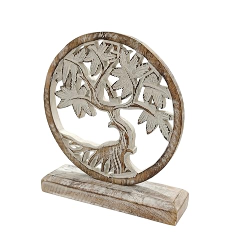 Estatua decorativa de madera tallada árbol de la vida miniatura 2