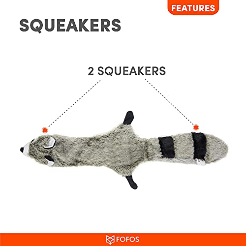 Image of BarkButler x Fofos Skinneez Stuffing Free Raccoon - Soft & Squeaky Toys for Dogs, Dog Toys for Large Dogs (5-30kgs) - Grey