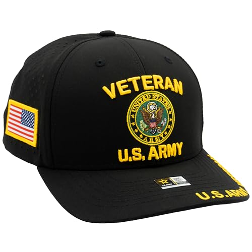 Image of US Army Veteran Hat for Men Official Licensed Military Veterans Embroidered Patch Design Army Seal Adjustable Baseball Cap