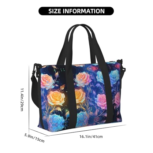 Travel Bag for Weekend Trips, Airplane Carry-On with Adjustable Strap, Cute Roses (1)3
