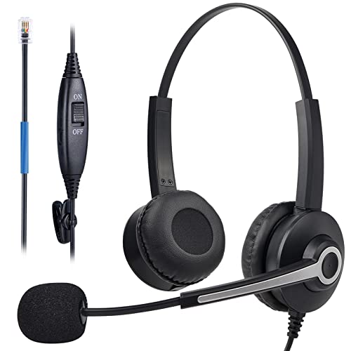 Voistek Telephone Headset,RJ9 Phone Headset with Microphone Noise Cancelling for Landline Phone, Call Center Headset Compatib
