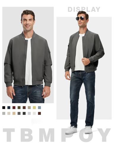 Image of TBMPOY Men's Windproof Bomber Jackets Lightweight Track Jackets Windbreaker Outdoor Golf Fashion Coat